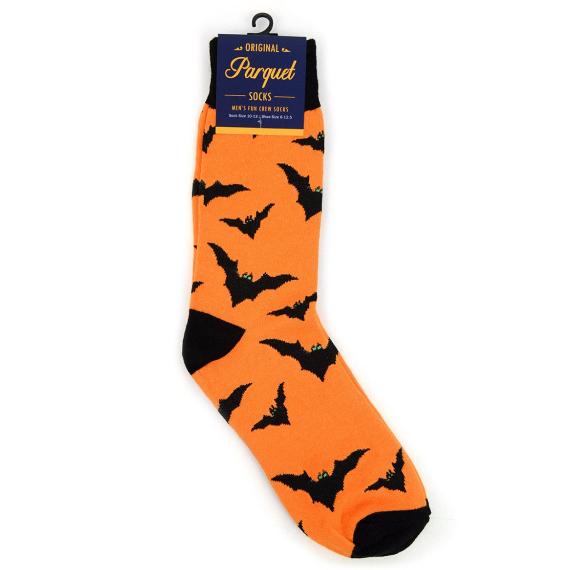 Halloween Men's Socks Orange Halloween Black Bats Socks Fun Crazy Party Socks