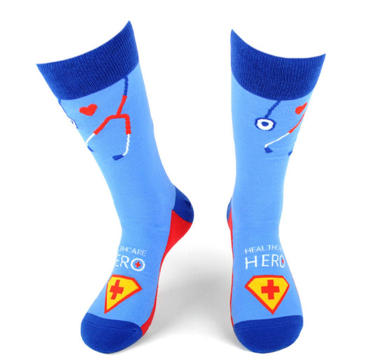 Superhero Socks Nurse Health Care Hero Socks Doctor Nurse Health Care Hero Crew Socks