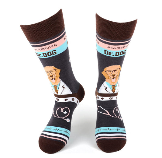 Dog Doctor Socks Fun Novelty Socks Veterinarian Gift Vet Gift Animal Doctor Fun Crazy Crew Socks Dad Gift