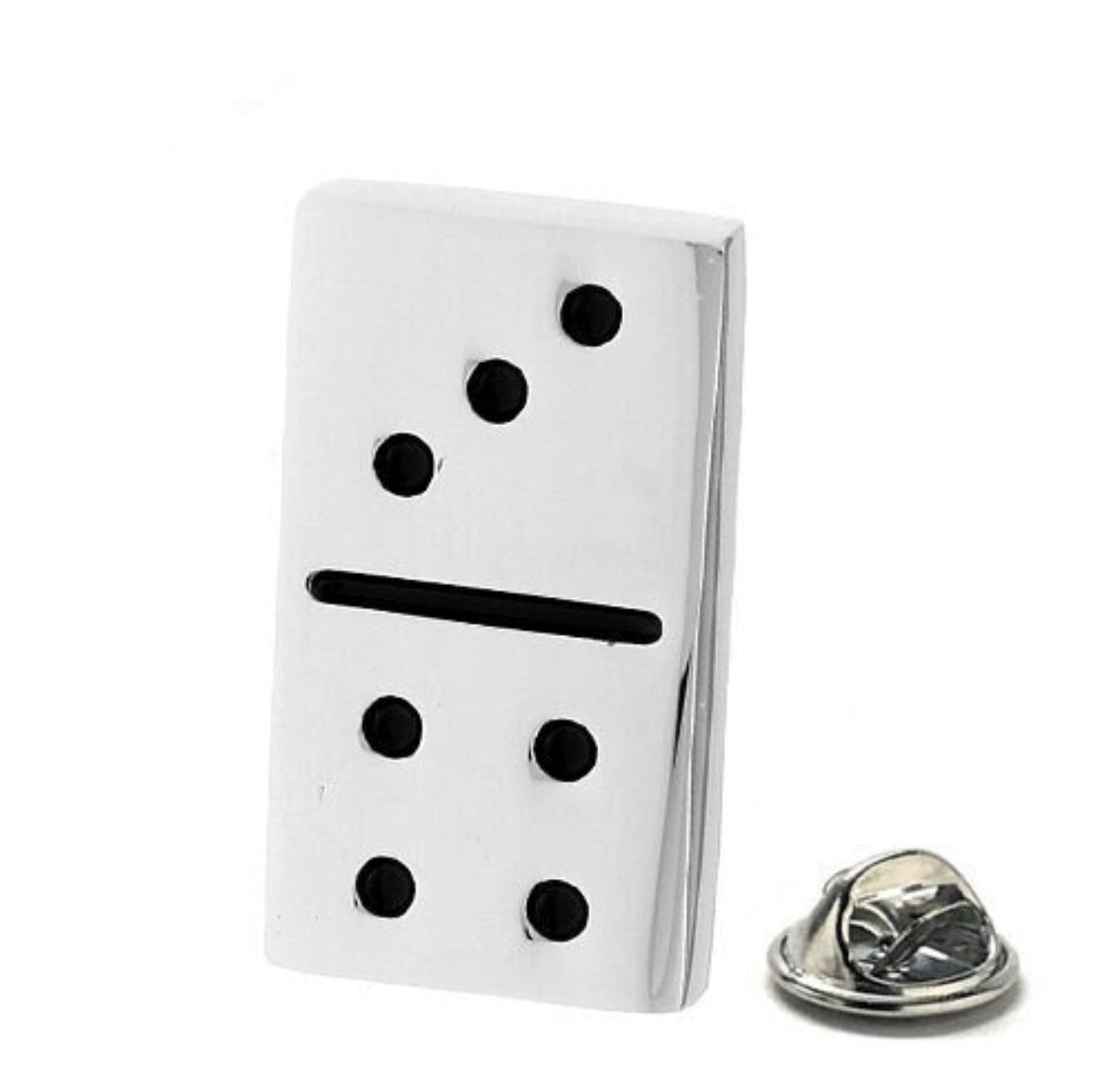 Dominos Lapel Pin Silver Black Enamel Pin Domino