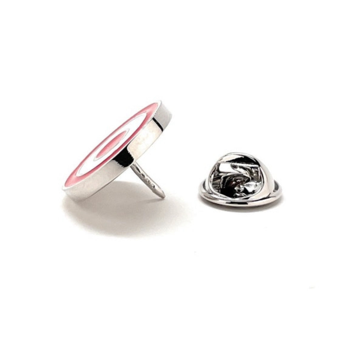 Bullseye Lapel Pin Red and White Target Enamel Pin Lanyard Pin Tie Tack 3D Design Silver Trim