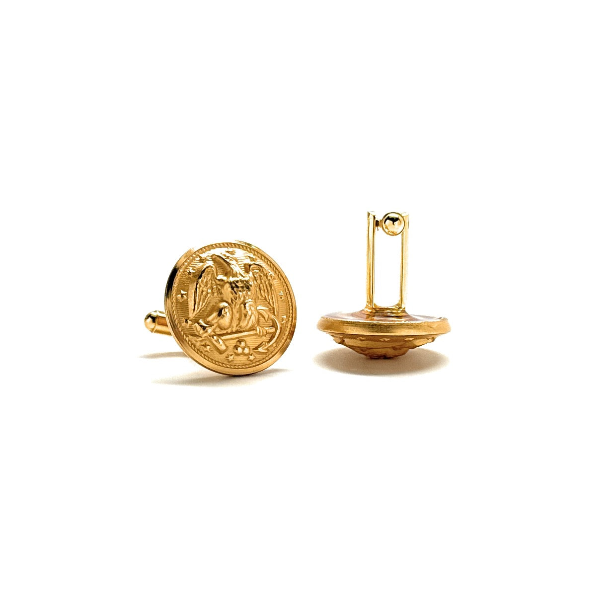 Gold US NAvy Button Cufflinks Waterbury Co. Cuff Links 