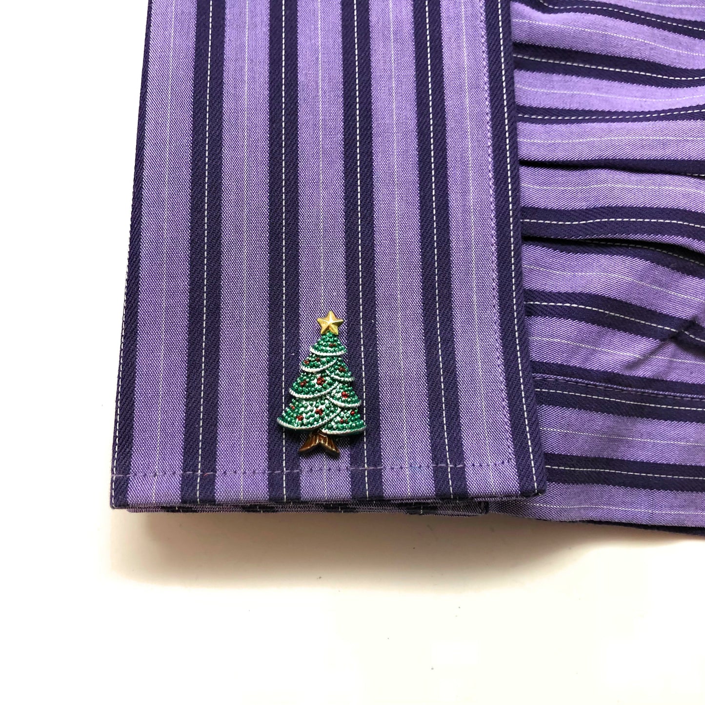 Hand Painted Christmas Tree Cufflinks Holiday Fun Work Party Gift