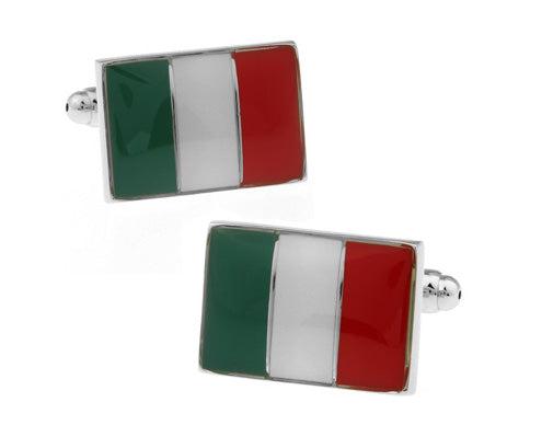 Italy Flag Cufflinks Silver Bullet Backing The National Flag Of Italy Cuff Links Italian Flag