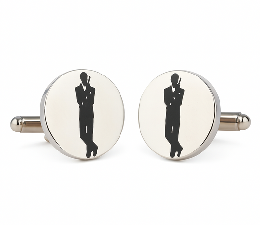 James Bond Movie Poster Silver Cufflinks 