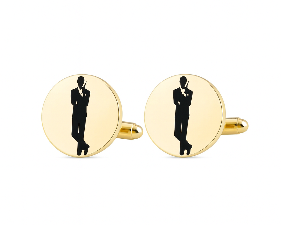 James Bond Movie Poster Gold Cufflinks 