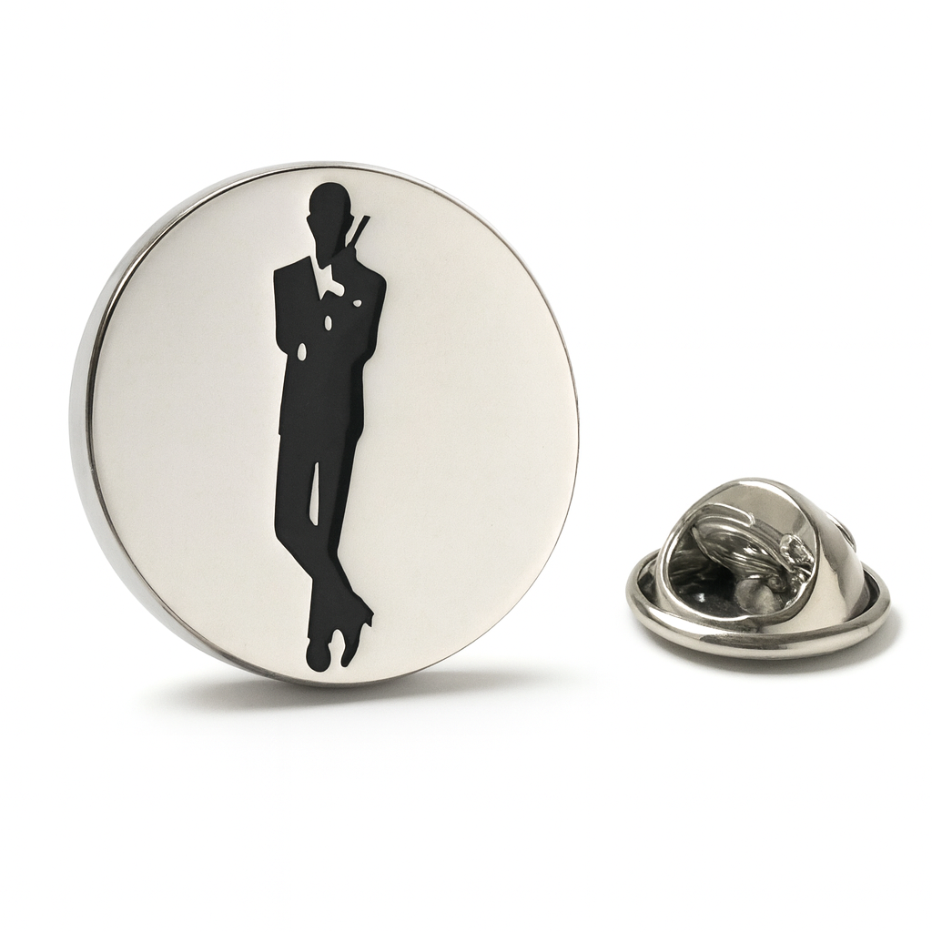 James Bond Movie Poster Silver Lapel Pin 