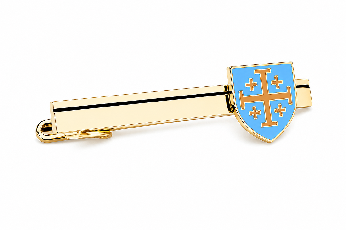 Jerusalem Cross Heritage Tie Clip | Gold Christian Tie Bar for Men | JayPins