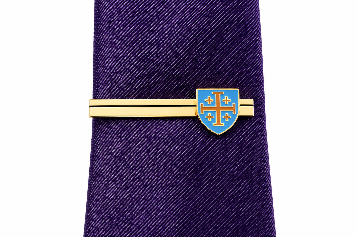 Jerusalem Cross Heritage Tie Clip | Gold Christian Tie Bar for Men | JayPins