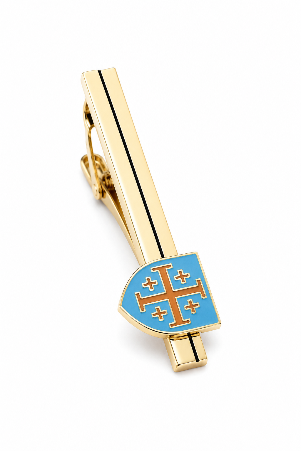 Jerusalem Cross Heritage Tie Clip | Gold Christian Tie Bar for Men | JayPins