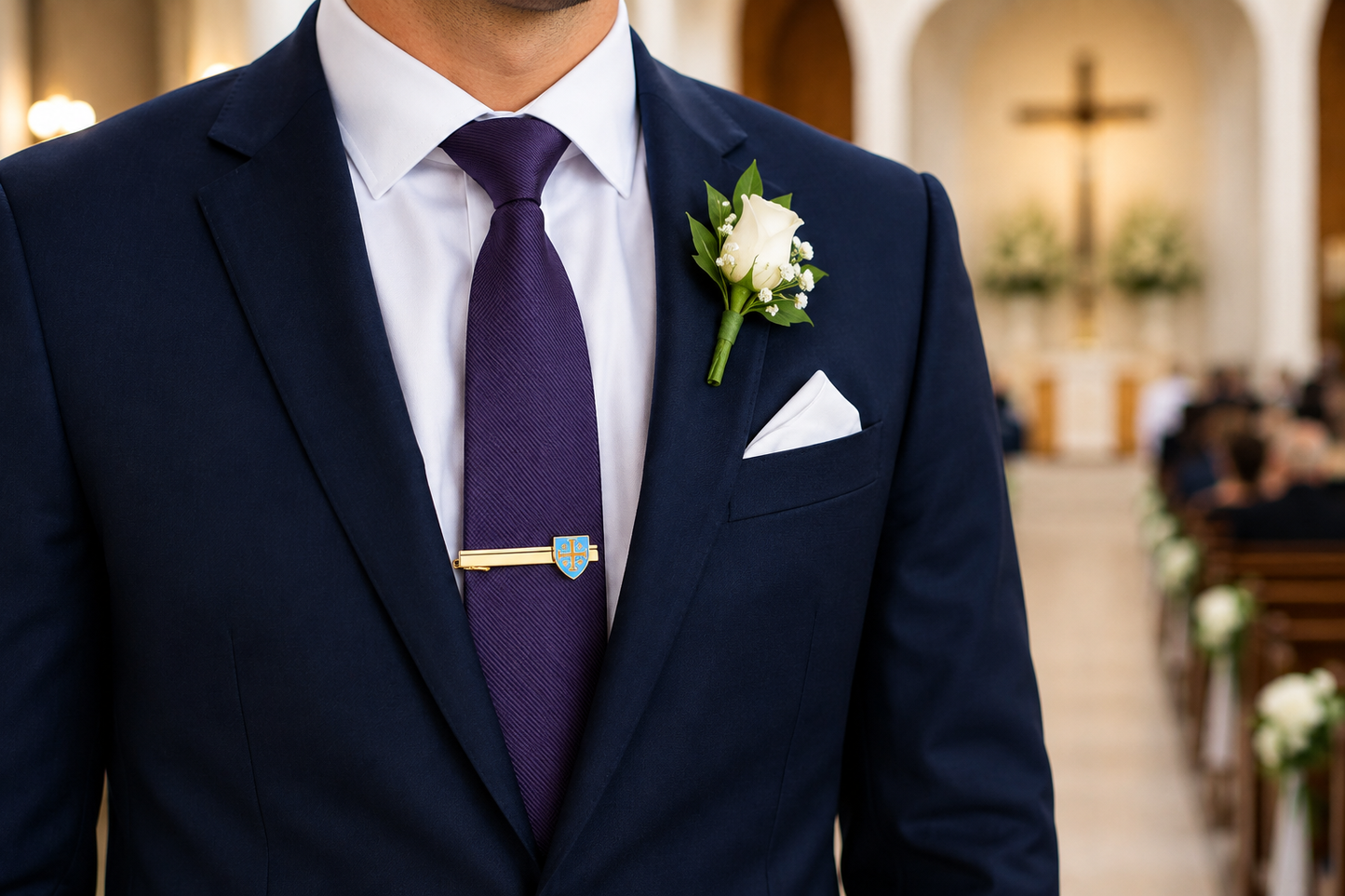 Jerusalem Cross Heritage Tie Clip | Gold Christian Tie Bar for Men | JayPins