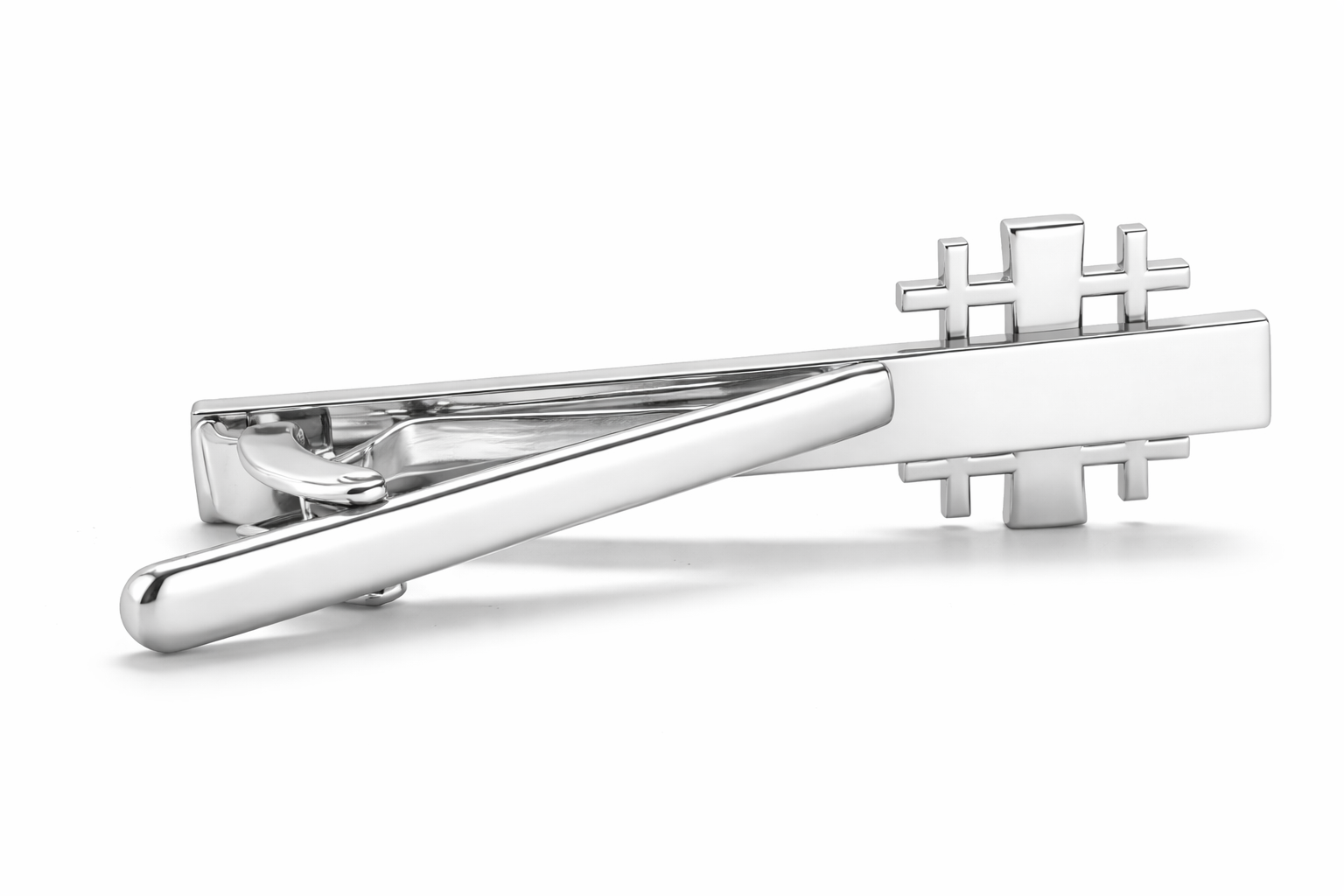 Jerusalem Cross silver tie bar for Christian men