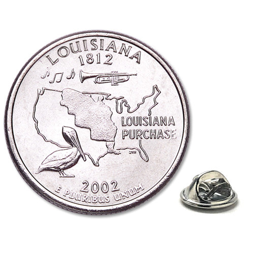 Louisiana State Quarter Coin Lapel Pin Uncirculated U.S. Quarter 2002 Tie Pin