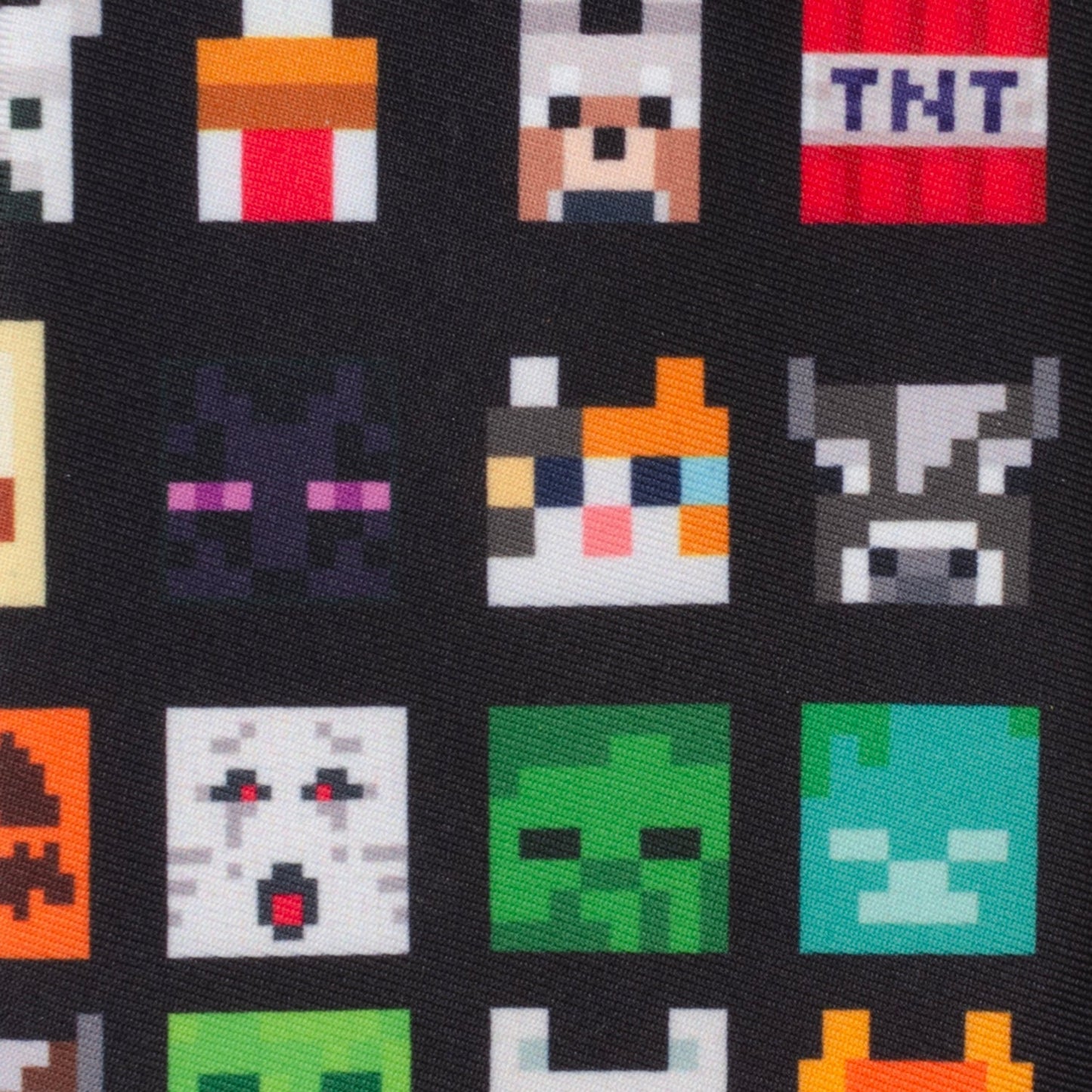 Pattern of pixelated characters on a black background