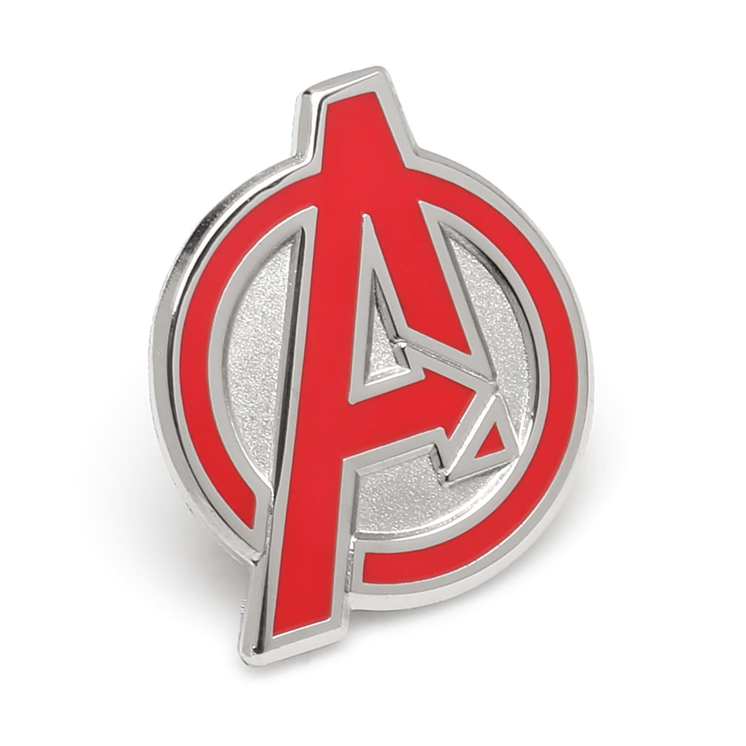 Avengers logo badge with red and silver design on a white background