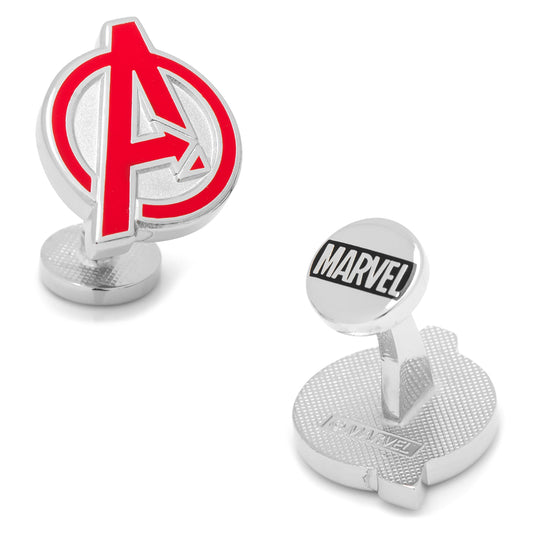 Cufflinks with Marvel logo on a white background
