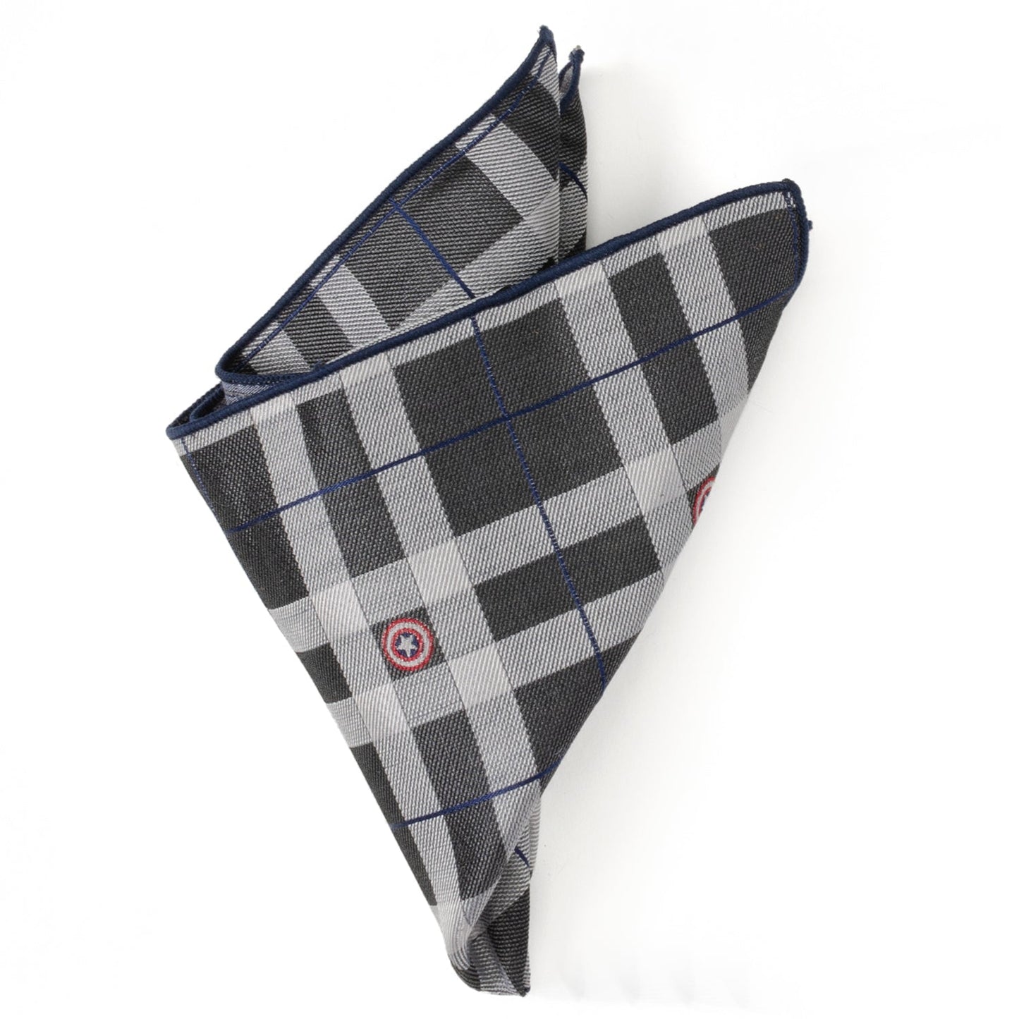 Marvel Captain America Gray Plaid Pocket Square
