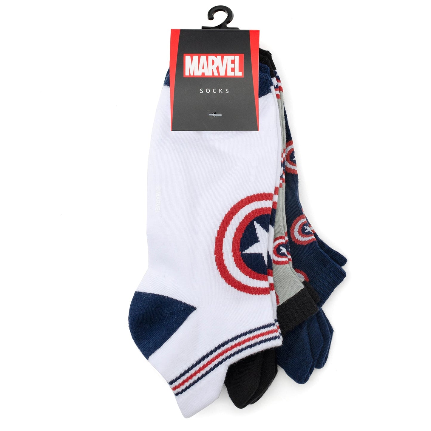 Marvel Captain America Ankle Socks 3-Pack and Lapel Pin Gift Set