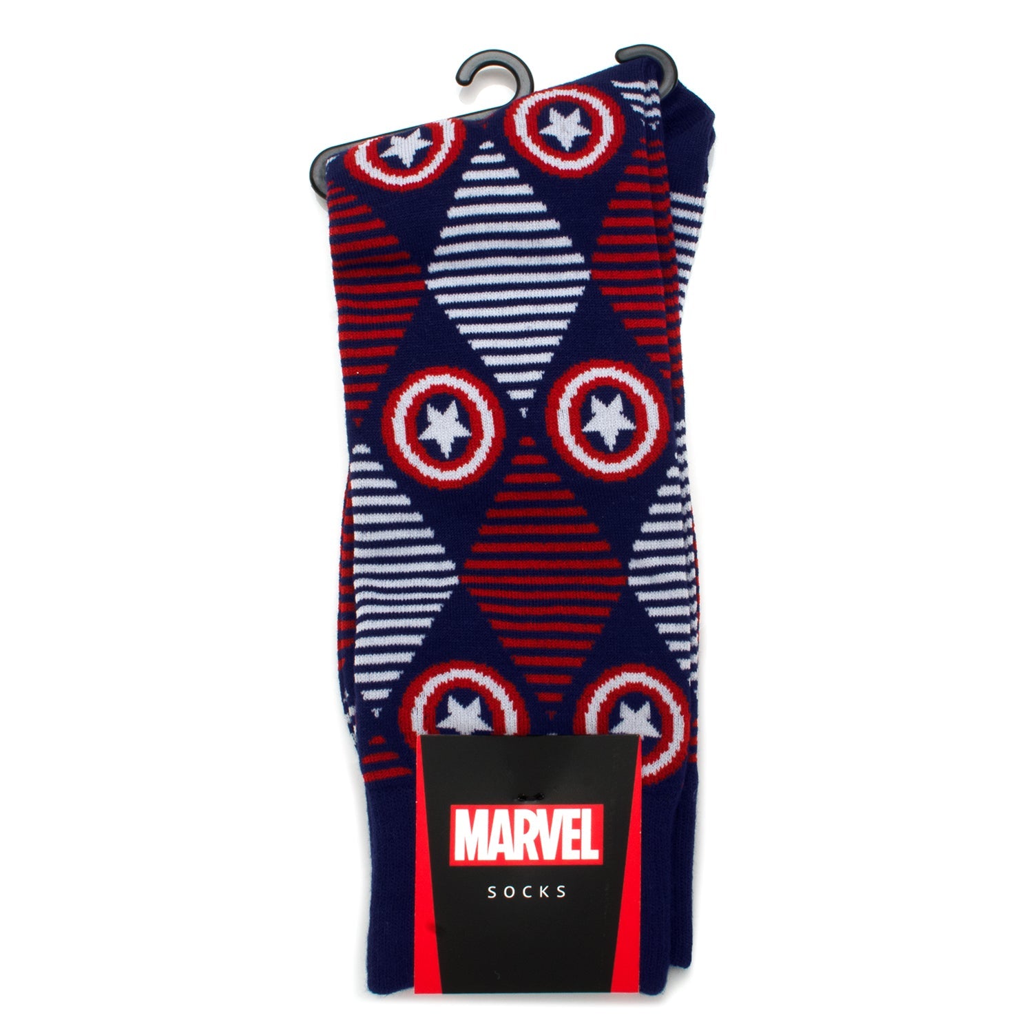 Marvel socks with geometric pattern on a white background