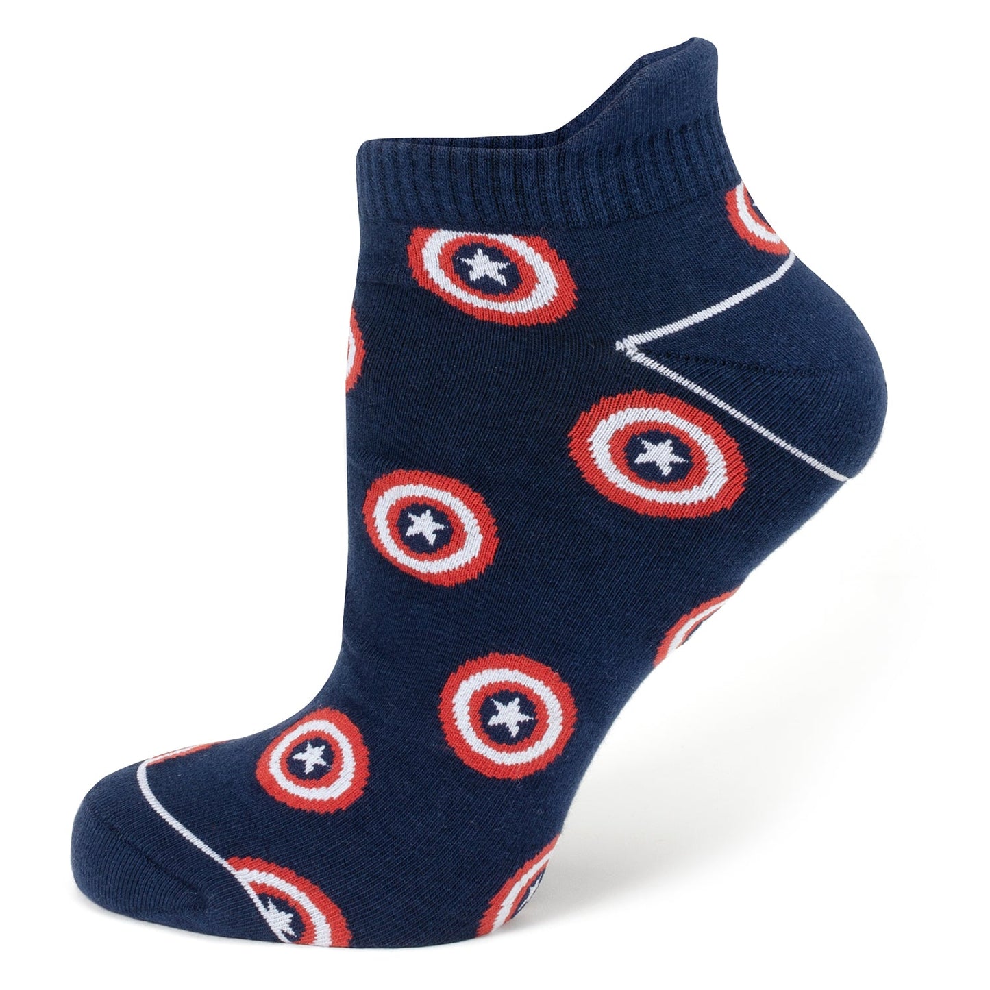 Marvel Captain America Navy Ankle Sock Gift Set with Lapel Pin Bonus