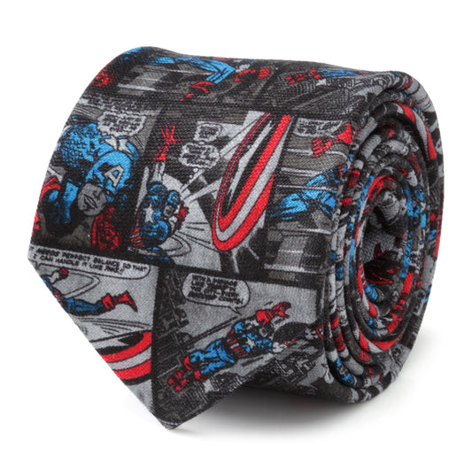 Marvel Captain America Comic Gray Men's Tie