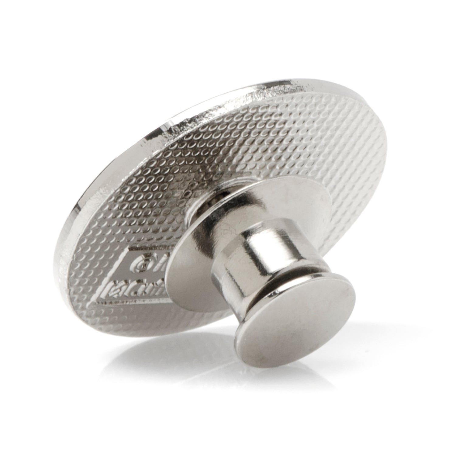 Metallic knob on a white background