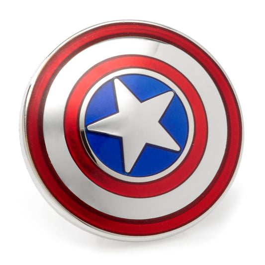 Marvel Captain America Lapel Pin Circular emblem with red, blue, and white colors on a white background