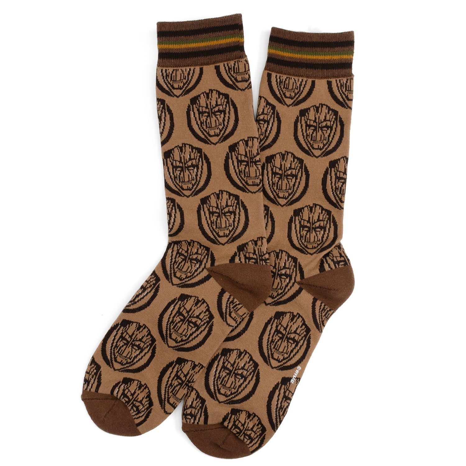 Pair of socks with a pattern on a white background