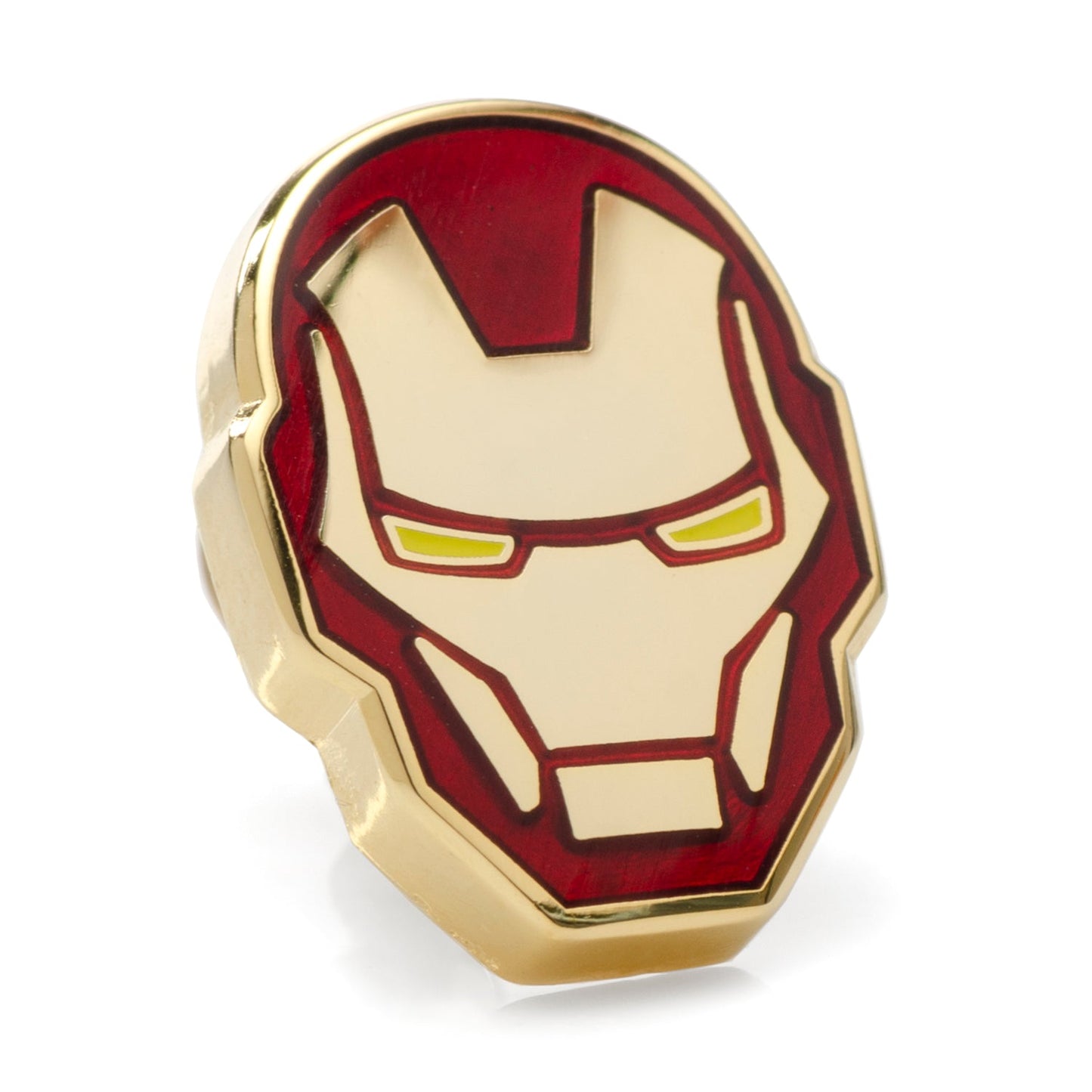 Iron Man helmet pin on a white background