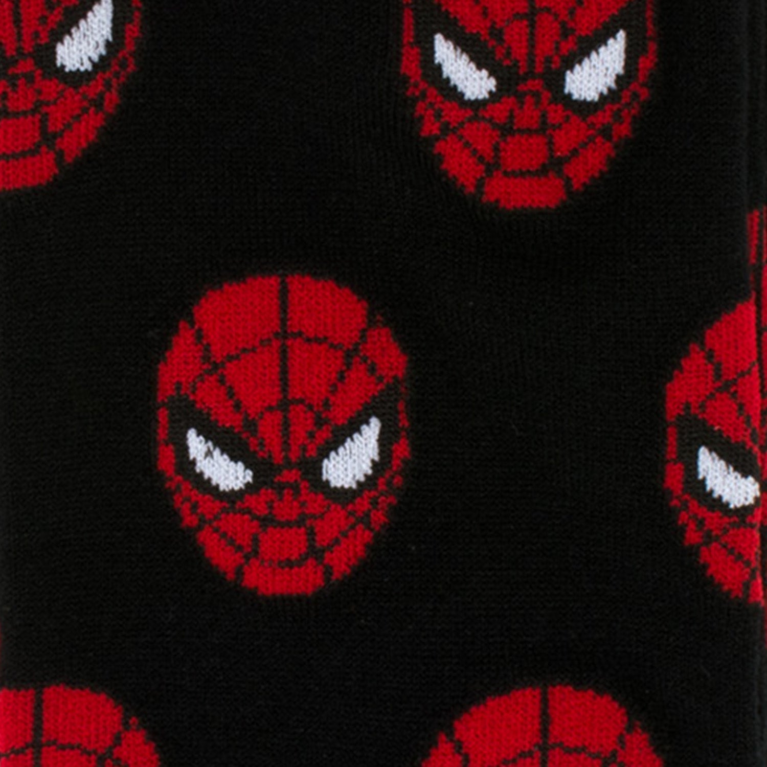 Black fabric with red and white Spider-Man face patterns