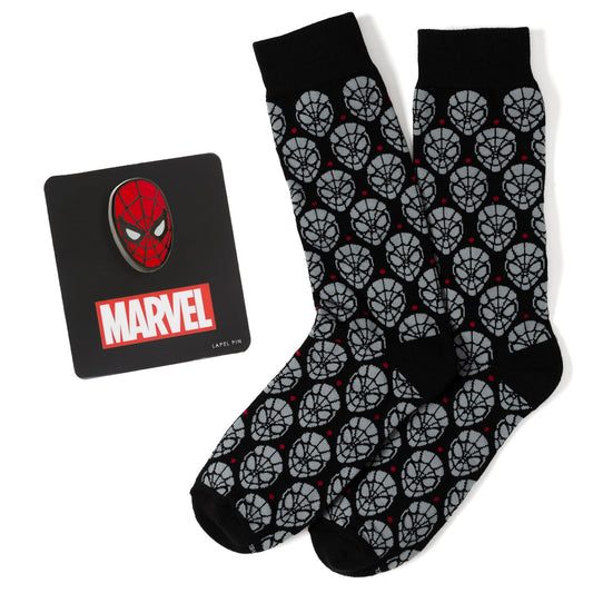 Marvel Spider-Man socks with logo card on a white background