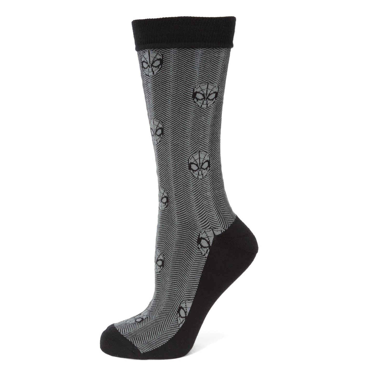 Black and gray patterned sock on a white background