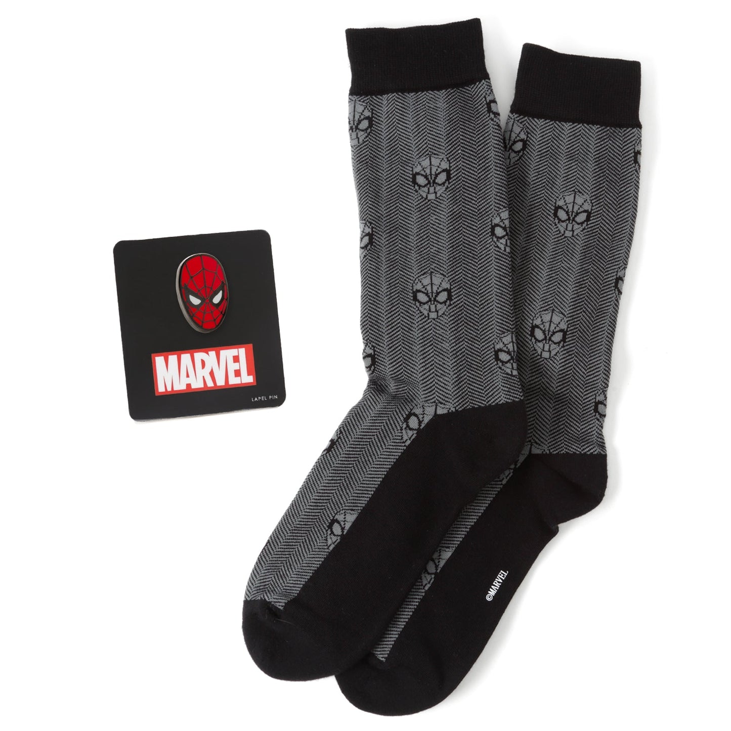 Marvel socks with spiderman logo on a white background