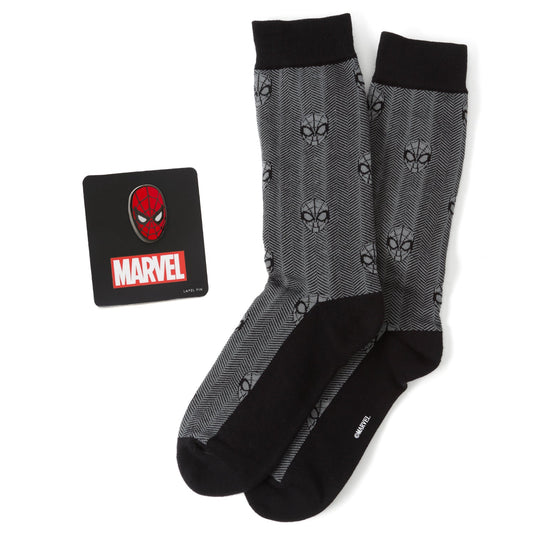 Marvel socks with spiderman logo on a white background
