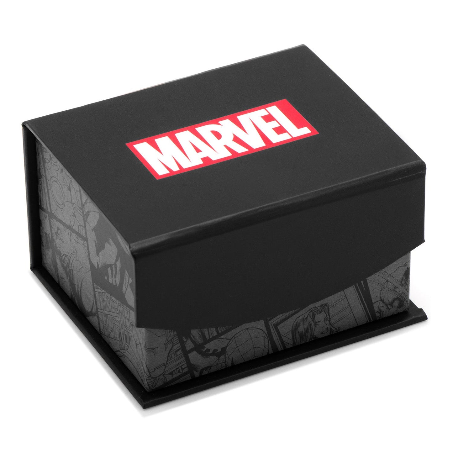 Black Marvel box with red logo on a white background