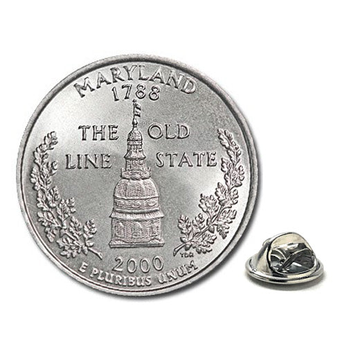 Maryland State Quarter Coin Lapel Pin Uncirculated U.S. Quarter 2000 Tie Pin