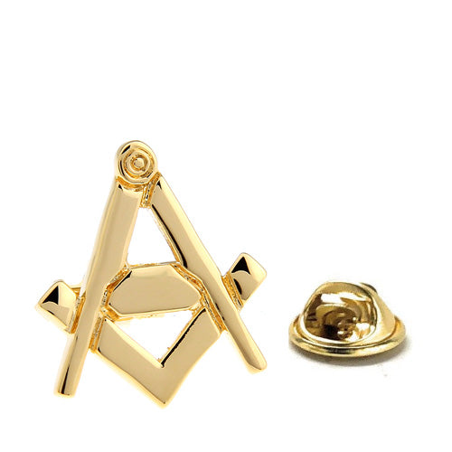 JayPins Gold Masonic Square and Compass Lapel Pin – polished gold Freemason emblem symbolizing brotherhood and tradition, perfect for Masonic meetings, ceremonies, or elegant attire.