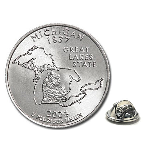 Michigan State Quarter Coin Lapel Pin Uncirculated U.S. Quarter 2004 Tie Pin