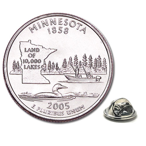 Minnesota State Quarter Coin Lapel Pin Uncirculated U.S. Quarter 2005 Tie Pin