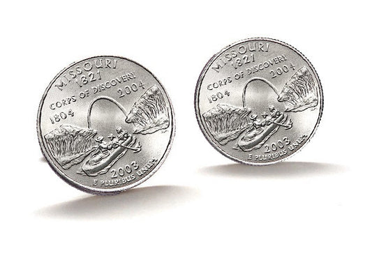 Missouri State Quarter Coin Cufflinks Uncirculated U.S. Quarter 2003 Cuff Links Enamel Backing Cufflinks