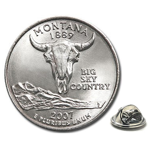 Montana State Quarter Coin Lapel Pin Uncirculated U.S. Quarter 2007 Tie Pin