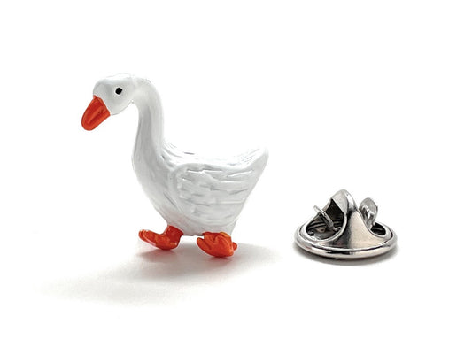 Mother Goose Pin White Enamel Pin Goose Lapel Pin 3D Design