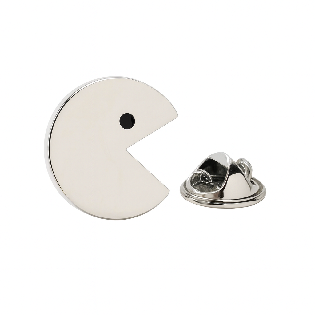 Mrs Pacman Pin Silver and Black Enamel Pin 