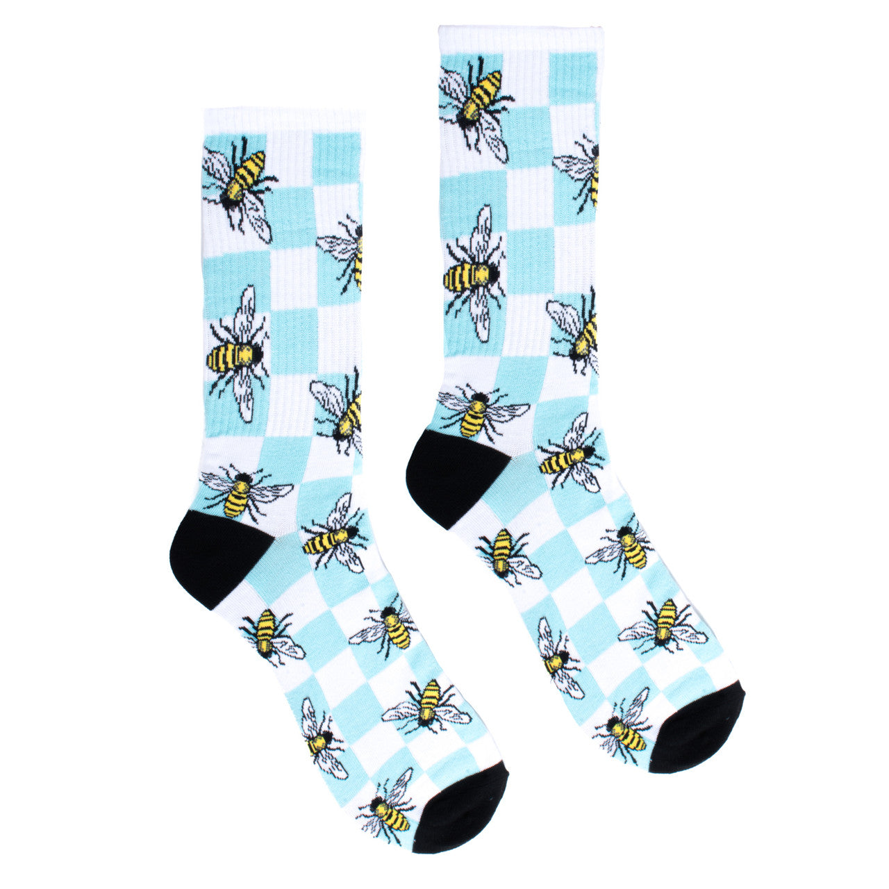 Checkered Bumble Bee Ribbed Socks Novelty Sock Funny Socks Bee Theme Socks Fun Gifts Mens Socks Funny Groomsmen Socks Lucky Socks