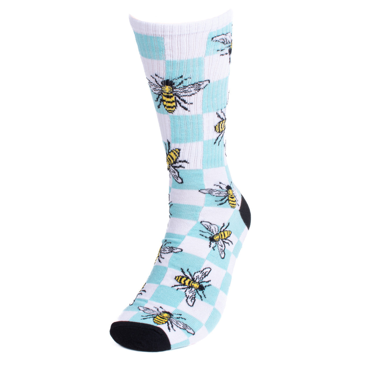 Checkered Bumble Bee Ribbed Socks Novelty Sock Funny Socks Bee Theme Socks Fun Gifts Mens Socks Funny Groomsmen Socks Lucky Socks