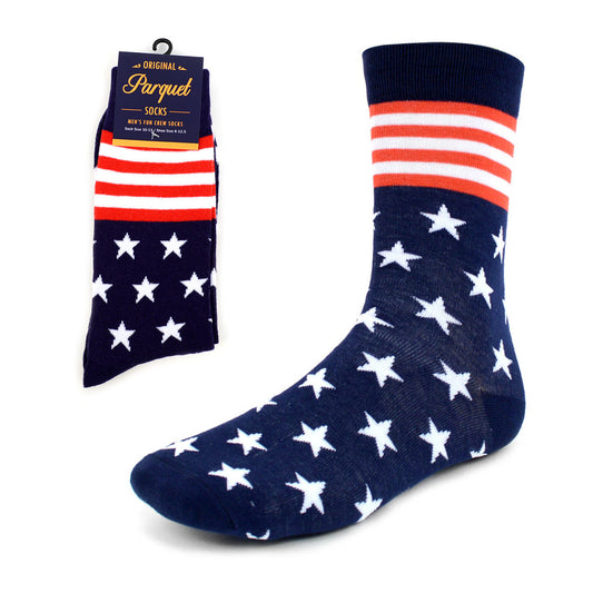 Fun Men's Stars and Stripes Sock Grey Blue Red and White Stars Perfect Gift For the Man in Your Life