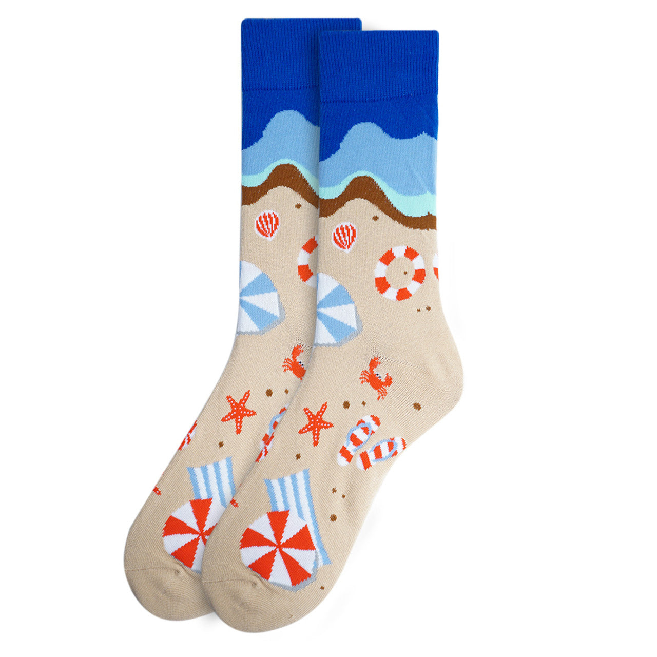 Day at the Beach Socks Novelty Summer Beach Fun Crazy Crab Starfish Flip Flops Beach Vacation Socks