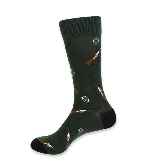 Fun Socks Men's Hunting Novelty Socks Green and Brown Hunter Gift Dad Gift