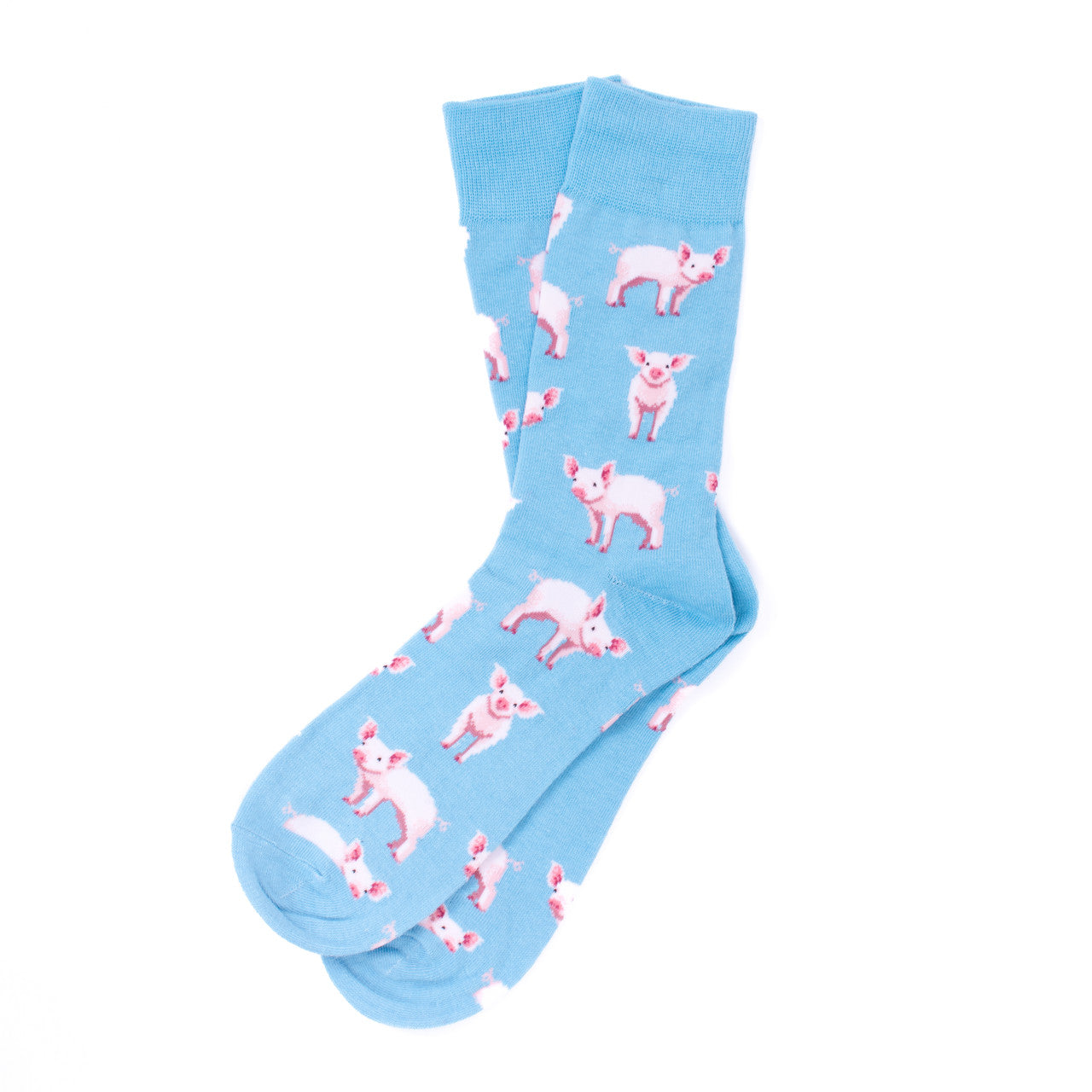 Funny Socks Men's Pigs Novelty Socks Baby Blue and Pink Pig Farm Little Piggies Gift for Dad Gift for Pig Lover