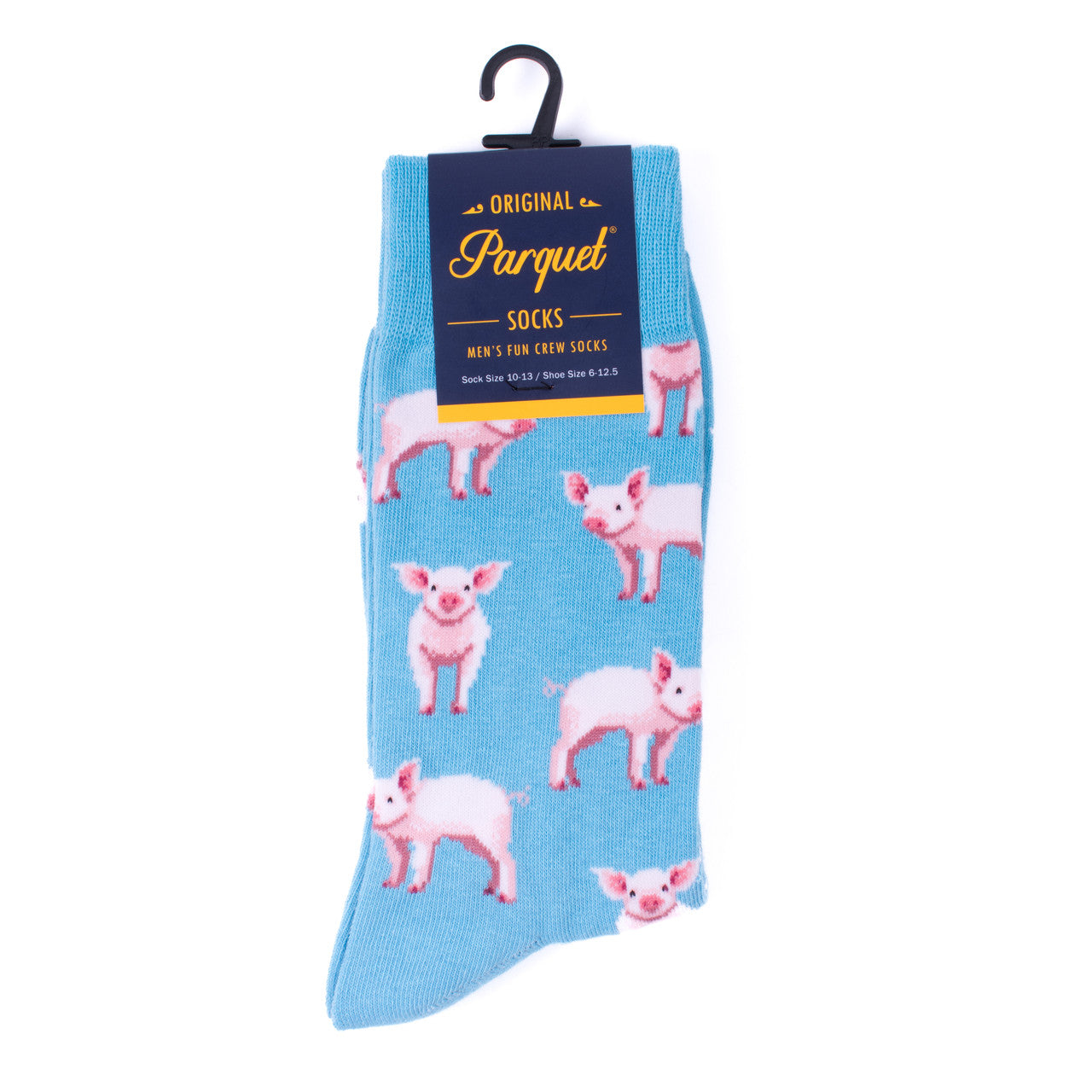 Funny Socks Men's Pigs Novelty Socks Baby Blue and Pink Pig Farm Little Piggies Gift for Dad Gift for Pig Lover